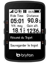 Les données sont automatiquement enregistrée sur le Rider 460