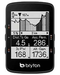 Fonctionnalité 'Climb Challenge' sur le Bryton Rider 460