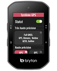 Interface de configuration de la puce GNSS du Rider S500
