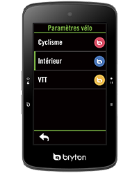 Gestion des profils d'activité du Bryton Rider S800