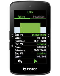 Entrainement LTHR disponible sur le Rider S800 Bryton