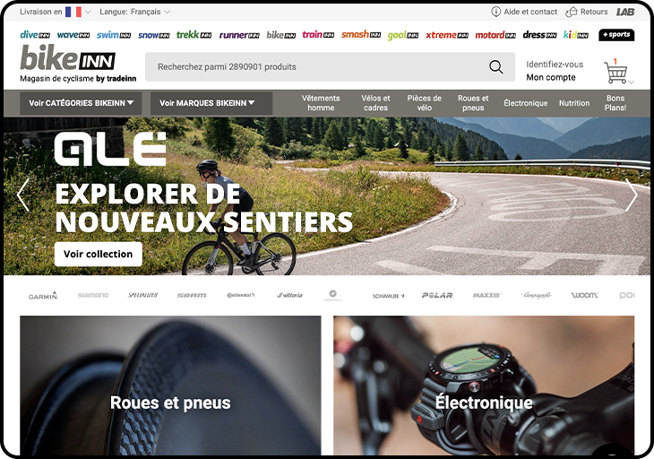 Capture d'écran du catalogue de bikeinn.com