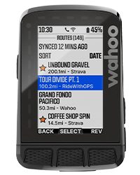 Sélection du parcours sur le Wahoo Elemnt Roam V2