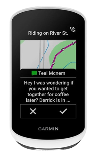 Notification d'un SMS sur le Garmin Edge Explore 2