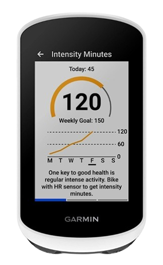 Interface de la charge d'entrainement et de d'intensité sur le Garmin Edge Explore 2