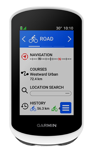 Profil d'activité 'Route' sur le Garmin Edge Explore 2