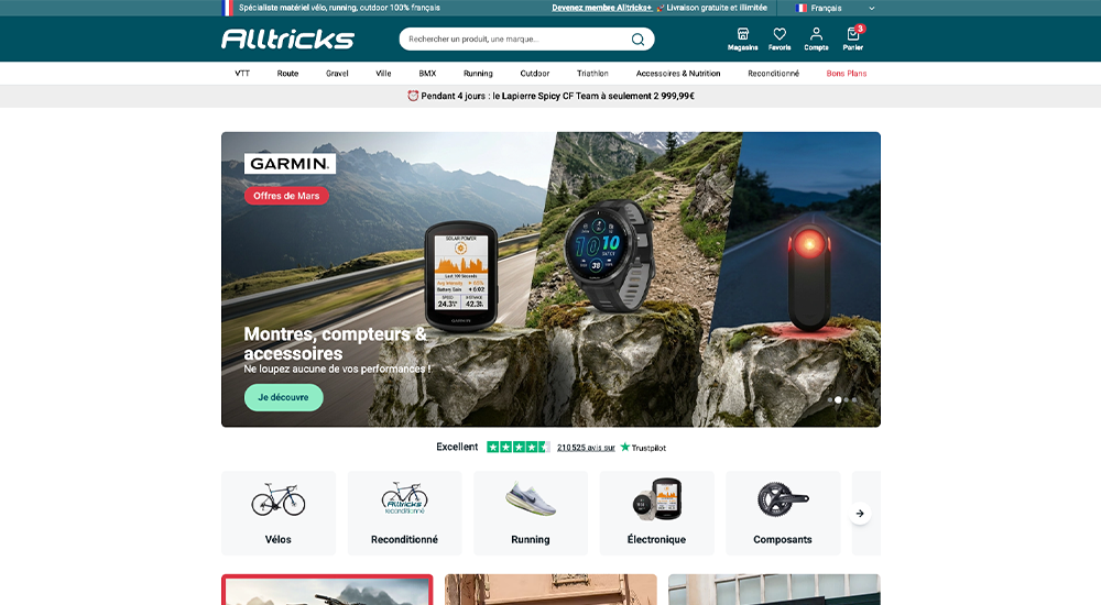 Capture d'écran du site Alltricks.fr