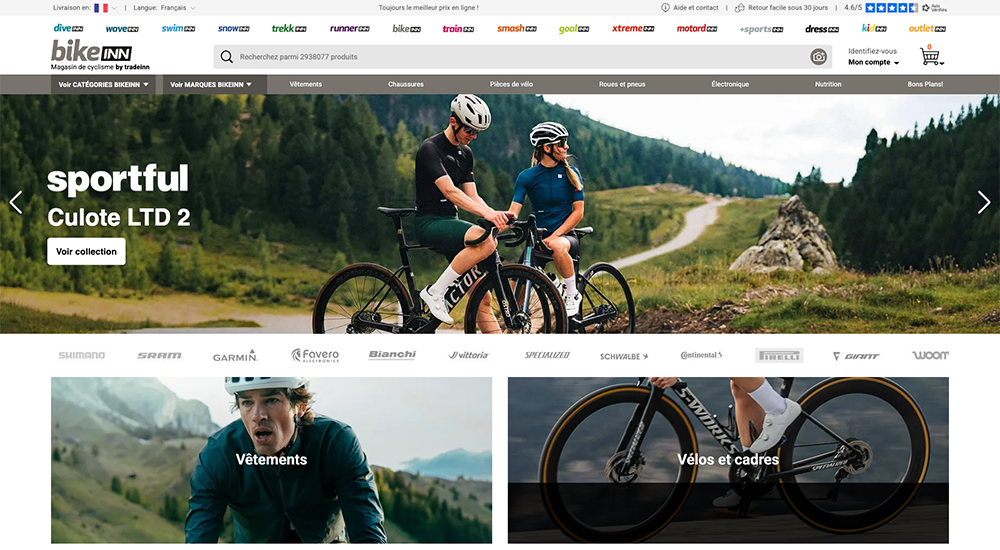 Capture d'écran du site Bikeinn