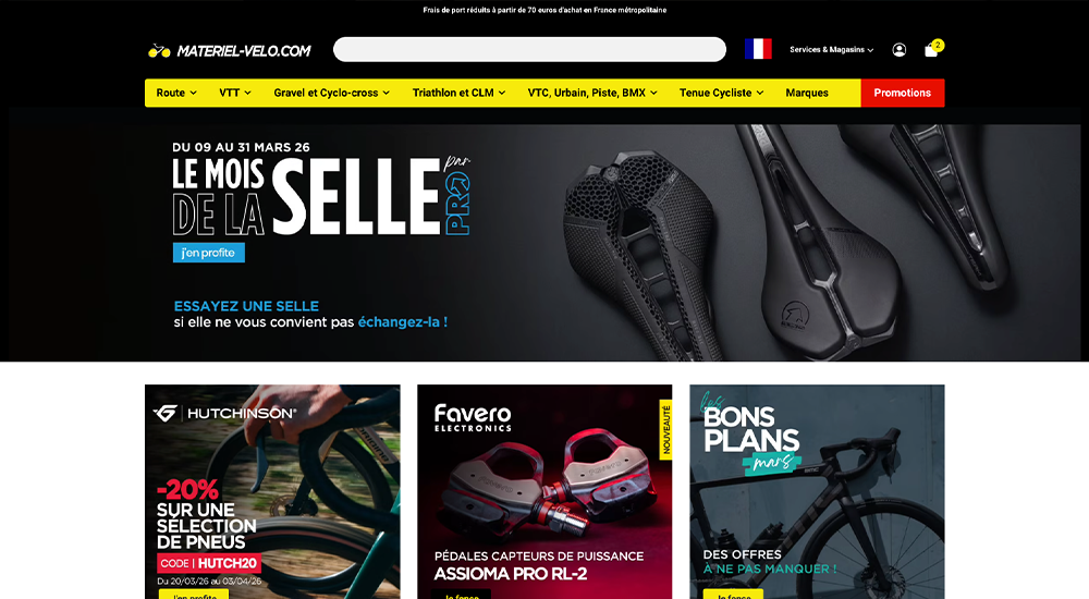 Capture d'écran du site materiel-velo.com